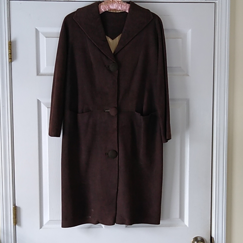 1940s Chocolate Brown Suede Coat Size Small
